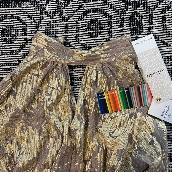 Anthropologie Gold Metallic Blouse - Picture 3 of 4